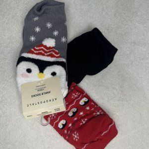 Aeropostale. Christmas Theme. Ankle Sock 3 pairs OS - New